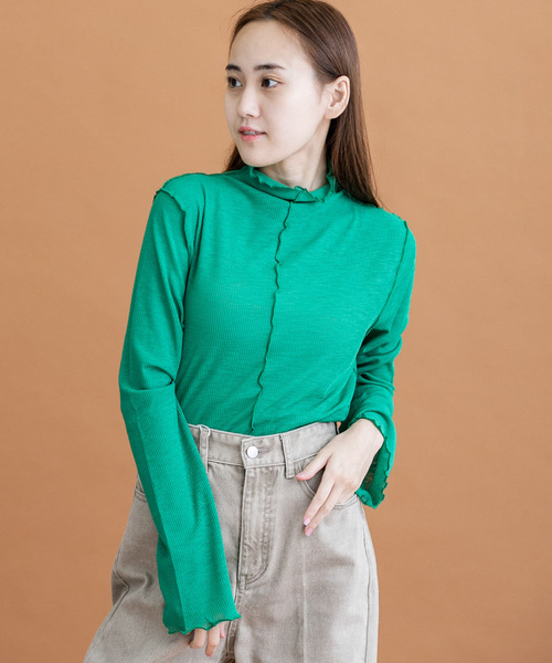 HEYUMM(ヘユム)の「カラーシアーメロータートルトップス(Tシャツ/カットソー・レディース・ブラック/ピンク/オレンジ/グリーン・ONE)」の21枚目の写真
