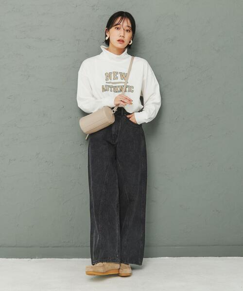 coen（コーエン）の「USAコットンロゴプリントオフタートルロングスリーブTシャツ（Tシャツ/カットソー・レディース・ホワイト/ケリー/ナチュラル・L/M）」の4枚目の写真