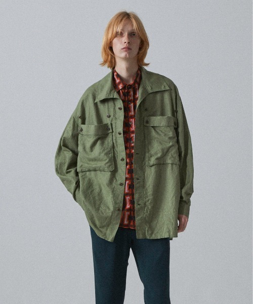 Iroquois(イロコイ)の「C/F OVER COLLAR SH(シャツ/ブラウス・メンズ・ブラック/カーキ/ホワイト・2/3/1)」の3枚目の写真