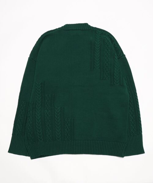 LUSOR（ルーソル）の「LUSOR（ルーソル）SWITCHING KNIT CD スウィッチング ニットカーディガン（カーディガン/ボレロ・メンズ・ブラック/グリーン/アイボリー・L/M）」の4枚目の写真