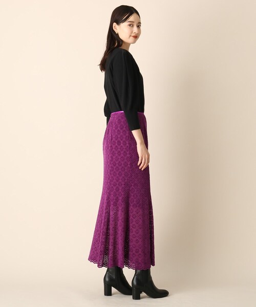 OPAQUE.CLIP（オペークドットクリップ）の「◆モールフラワーマーメイドスカート（スカート・レディース・ダークブラウン/パープル系・38/36）」の4枚目の写真