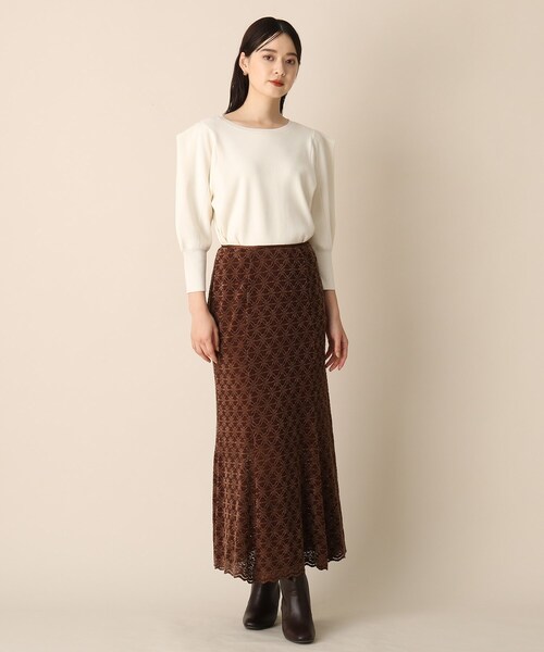 OPAQUE.CLIP（オペークドットクリップ）の「◆モールフラワーマーメイドスカート（スカート・レディース・ダークブラウン/パープル系・38/36）」の11枚目の写真