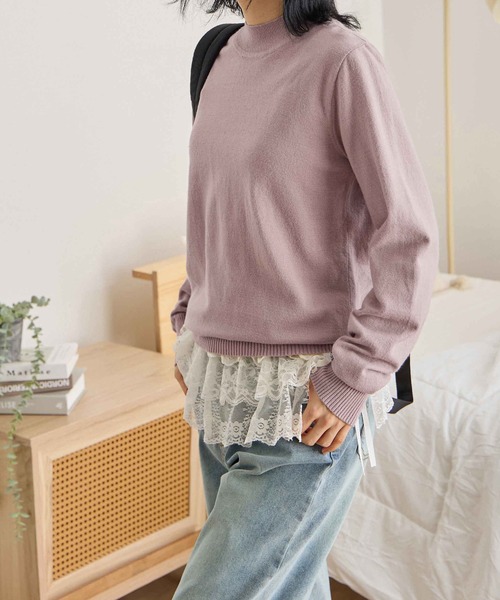 CHAN ME（チャンミ）の「カシミヤタッチハイネックニット（ニット/セーター・レディース・ベージュ/チャコール/コーラル/レッド/アイボリー/ブラック/ブルー/グリーン/ホワイト×ブラック/オレンジ/グレー/ラベンダー/ホワイト/ホワイト系その他・MEDIUM/LARGE/X-LARGE）」の16枚目の写真