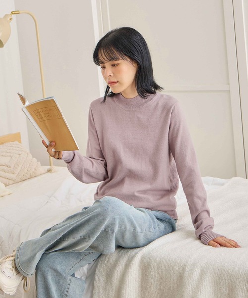 CHAN ME（チャンミ）の「カシミヤタッチハイネックニット（ニット/セーター・レディース・ベージュ/チャコール/コーラル/レッド/アイボリー/ブラック/ブルー/グリーン/ホワイト×ブラック/オレンジ/グレー/ラベンダー/ホワイト/ホワイト系その他・MEDIUM/LARGE/X-LARGE）」の18枚目の写真