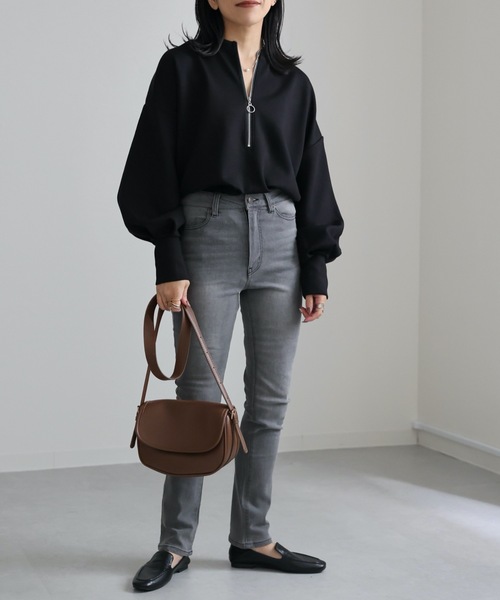 ap retro(アプレトロ)の「ハーフジップダンボールプルオーバー /トレーナー/スウェット(スウェット・レディース・アイボリー/ブラック/杢グレー・FREE)」の15枚目の写真