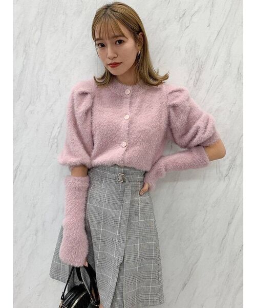 dazzlin（ダズリン）の「シャギーアームウォーマーニットトップス（ニット/セーター・レディース・オフホワイト/ピンク/ブラウン・FREE）」の3枚目の写真