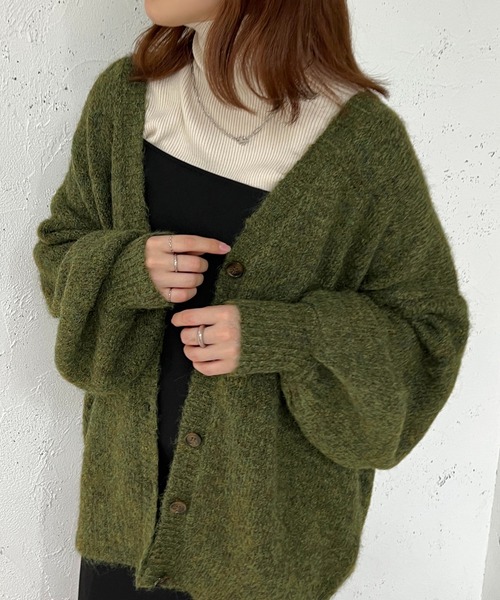 apres jour mignon(アプレジュールミニョン)の「フワフワメランジカーディガン【ZOZOTOWN限定アイテム】(カーディガン/ボレロ・レディース・グリーン/パープル/オレンジ・フリー/X-LARGE)」の6枚目の写真