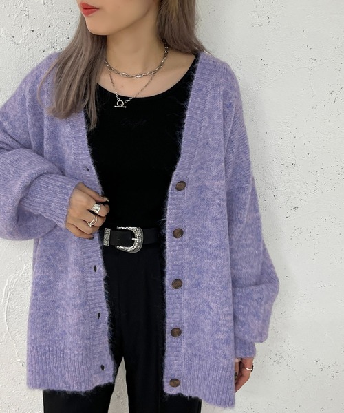 apres jour mignon(アプレジュールミニョン)の「フワフワメランジカーディガン【ZOZOTOWN限定アイテム】(カーディガン/ボレロ・レディース・グリーン/パープル/オレンジ・フリー/X-LARGE)」の13枚目の写真