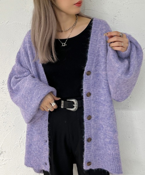 apres jour mignon(アプレジュールミニョン)の「フワフワメランジカーディガン【ZOZOTOWN限定アイテム】(カーディガン/ボレロ・レディース・グリーン/パープル/オレンジ・フリー/X-LARGE)」の14枚目の写真