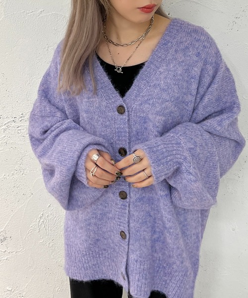 apres jour mignon(アプレジュールミニョン)の「フワフワメランジカーディガン【ZOZOTOWN限定アイテム】(カーディガン/ボレロ・レディース・グリーン/パープル/オレンジ・フリー/X-LARGE)」の11枚目の写真
