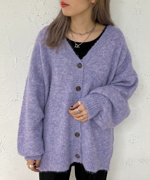 apres jour mignon(アプレジュールミニョン)の「フワフワメランジカーディガン【ZOZOTOWN限定アイテム】(カーディガン/ボレロ・レディース・グリーン/パープル/オレンジ・フリー/X-LARGE)」の12枚目の写真