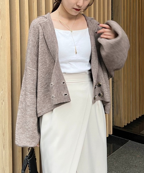 CAPRICIEUX LE'MAGE（カプリシューレマージュ）の「クロップジャケット風カーディガン（カーディガン/ボレロ・レディース・チャコールグレー/オレンジ/モカ・FREE）」の7枚目の写真