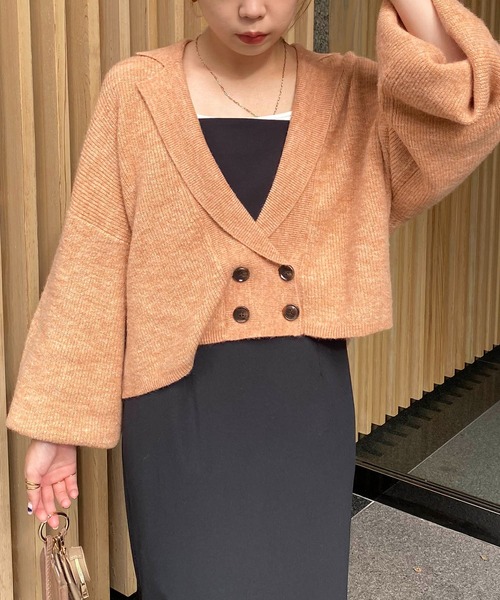 CAPRICIEUX LE'MAGE（カプリシューレマージュ）の「クロップジャケット風カーディガン（カーディガン/ボレロ・レディース・チャコールグレー/オレンジ/モカ・FREE）」の14枚目の写真