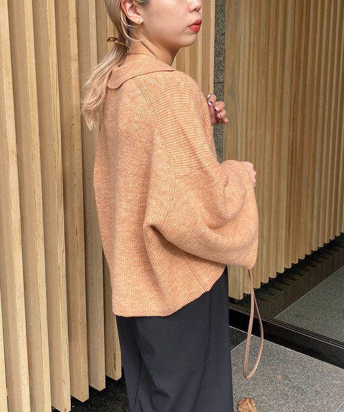 CAPRICIEUX LE'MAGE（カプリシューレマージュ）の「クロップジャケット風カーディガン（カーディガン/ボレロ・レディース・チャコールグレー/オレンジ/モカ・FREE）」の15枚目の写真