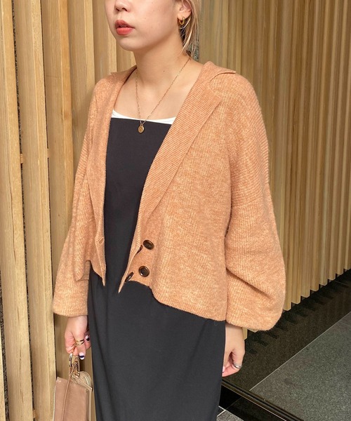 CAPRICIEUX LE'MAGE（カプリシューレマージュ）の「クロップジャケット風カーディガン（カーディガン/ボレロ・レディース・チャコールグレー/オレンジ/モカ・FREE）」の16枚目の写真