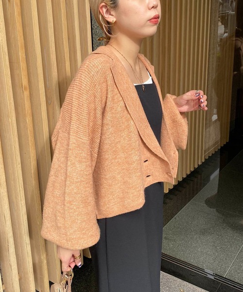 CAPRICIEUX LE'MAGE（カプリシューレマージュ）の「クロップジャケット風カーディガン（カーディガン/ボレロ・レディース・チャコールグレー/オレンジ/モカ・FREE）」の17枚目の写真