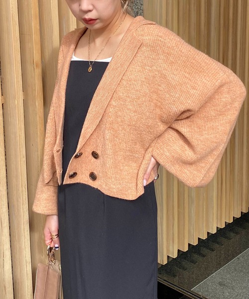 CAPRICIEUX LE'MAGE（カプリシューレマージュ）の「クロップジャケット風カーディガン（カーディガン/ボレロ・レディース・チャコールグレー/オレンジ/モカ・FREE）」の18枚目の写真