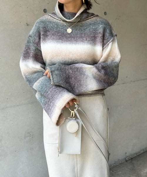 DouDou（ドゥドゥ）の「【WEB限定】【AgAwd/アガウド】グラデーションニット（ニット/セーター・レディース・グレー/ベージュ・FREE）」の2枚目の写真