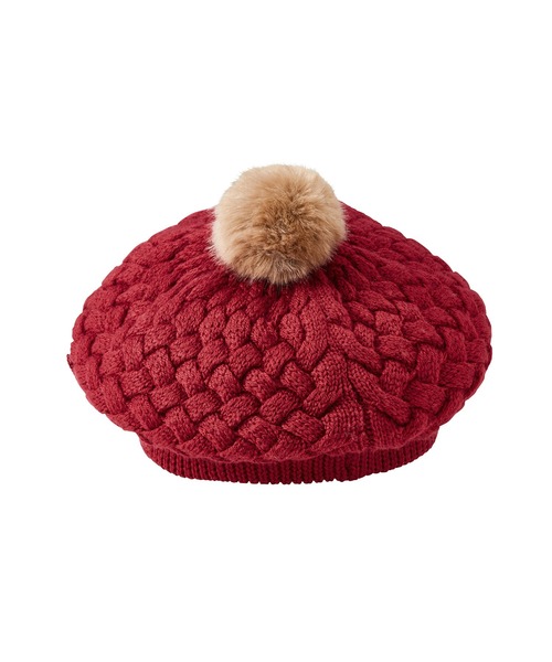 MIKI HOUSE（ミキハウス）の「ニットベレー帽　ぼん天＆リボン付（ニットキャップ/ビーニー・キッズ・ネイビー/エンジ・S(48-52cm)/M(52-56cm)）」の12枚目の写真