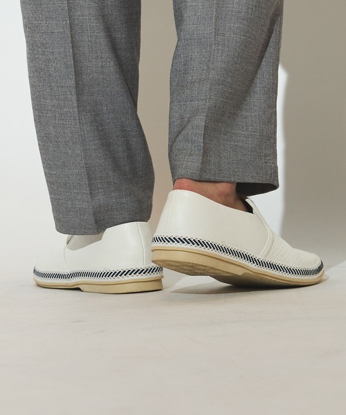 UNION STATION（ユニオンステーション）の「シンセティックレザーイントレチャートスリッポン（スリッポン・メンズ・ブラック/ホワイト/ネイビー・S/M/L）」の5枚目の写真