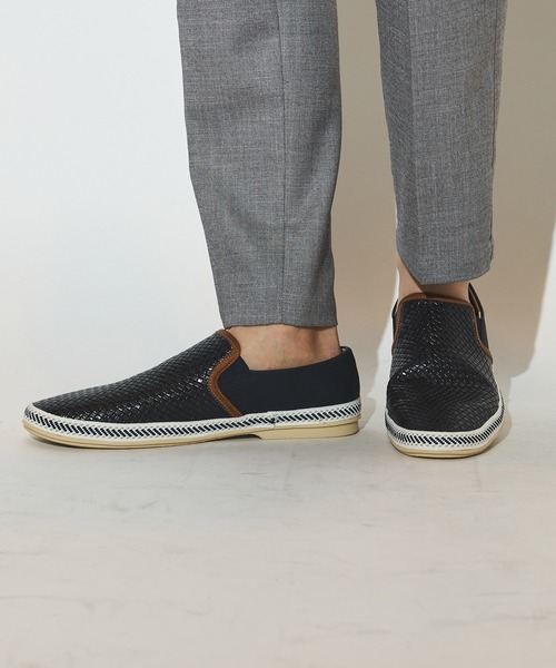 UNION STATION（ユニオンステーション）の「シンセティックレザーイントレチャートスリッポン（スリッポン・メンズ・ブラック/ホワイト/ネイビー・S/M/L）」の9枚目の写真