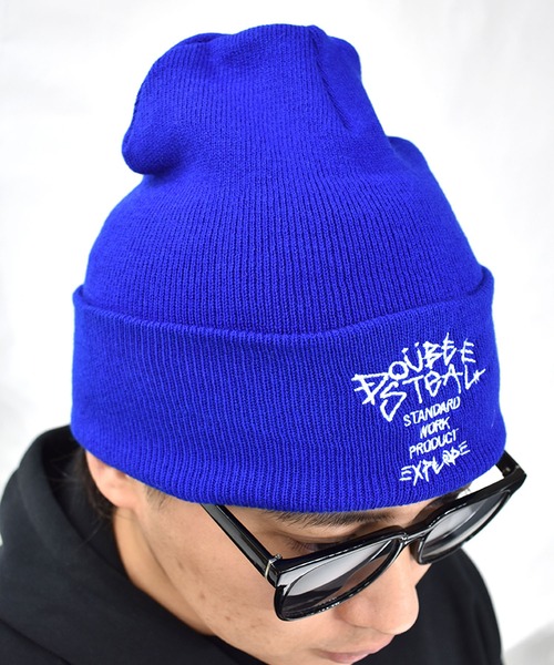 DOUBLE STEAL（ダブルスティール）の「Tagging Knit Cap（ニットキャップ/ビーニー・メンズ・グレー/ライトブルー・FREE）」の2枚目の写真