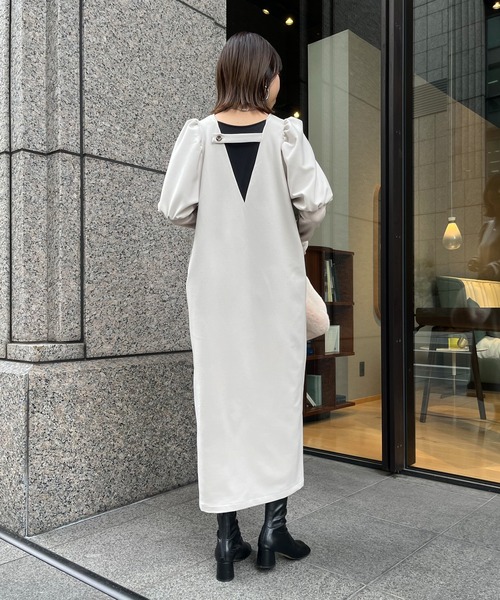 DouDou（ドゥドゥ）の「【WEB限定】レイヤード風ワンピース（ワンピース・レディース・グレー/ブラック/グレイッシュベージュ・FREE）」の7枚目の写真