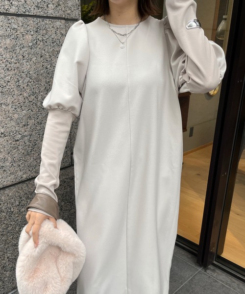 DouDou（ドゥドゥ）の「【WEB限定】レイヤード風ワンピース（ワンピース・レディース・グレー/ブラック/グレイッシュベージュ・FREE）」の8枚目の写真