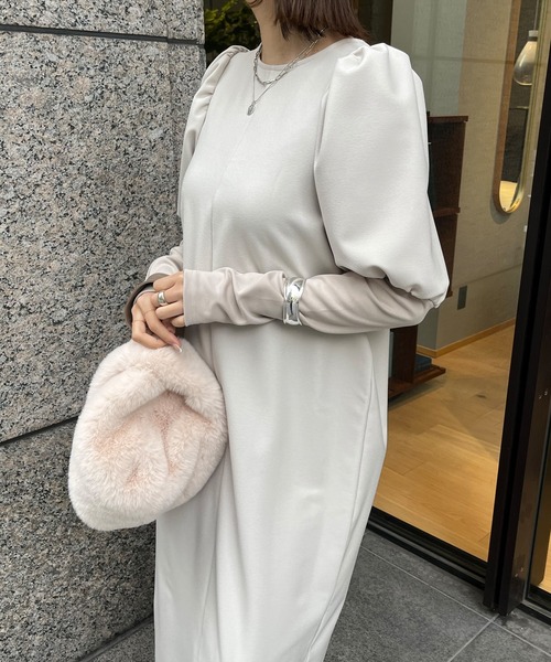 DouDou（ドゥドゥ）の「【WEB限定】レイヤード風ワンピース（ワンピース・レディース・グレー/ブラック/グレイッシュベージュ・FREE）」の9枚目の写真