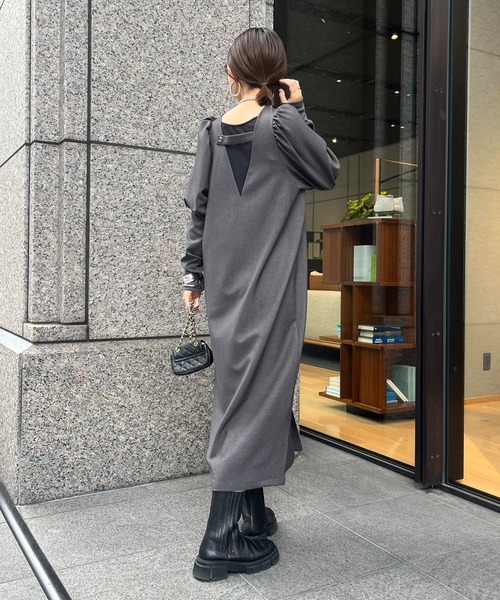 DouDou（ドゥドゥ）の「【WEB限定】レイヤード風ワンピース（ワンピース・レディース・グレー/ブラック/グレイッシュベージュ・FREE）」の13枚目の写真