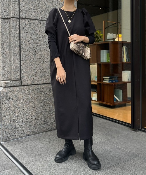 DouDou（ドゥドゥ）の「【WEB限定】レイヤード風ワンピース（ワンピース・レディース・グレー/ブラック/グレイッシュベージュ・FREE）」の21枚目の写真