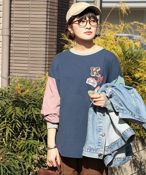 KRIFF MAYER Lady's Collection(クリフメイヤーレディースコレクション)の「アメカジビッグタフループTEE(Tシャツ/カットソー・レディース・セージグリーン/グレー/カラフル/ラベンダー/その他5・LARGE/MEDIUM)」の5枚目の写真