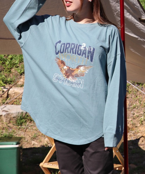 KRIFF MAYER Lady's Collection(クリフメイヤーレディースコレクション)の「アメカジビッグタフループTEE(Tシャツ/カットソー・レディース・セージグリーン/グレー/カラフル/ラベンダー/その他5・LARGE/MEDIUM)」の1枚目の写真