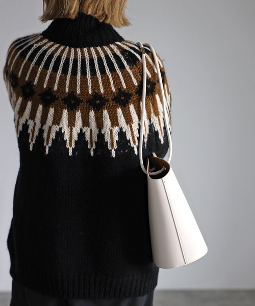 Bonjour Sagan（ボンジュールサガン）の「ポーチ付き扇形ハンドバッグ（ハンドバッグ・レディース・ホワイト/ブラック・FREE）」の7枚目の写真