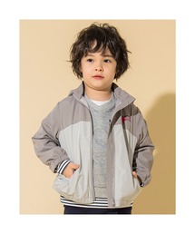 Noeil aime BeBe（ノイユエイムベベ）の「NoeilaimeBeBe/【撥水加工】フード取り外し配色チェック切り替えタフタジャケット(90~130cm)（ブルゾン）」