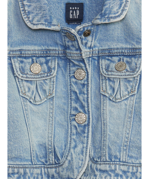 GAP（ギャップ）の「ウォッシュウェル オーガニックコットン パフスリーブ デニムジャケット (ベビー)（デニムジャケット・キッズ・ブルー・6-12M/12-18M/18-24M）」の3枚目の写真