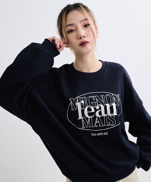 UNE MANSION(ユヌマンション)の「【大人気スウェットカットソー1枚で軽めに着用】ポイントロゴプリントスポティーデイリースウェットトレーナーカットソー(スウェット・レディース・ネイビー/グレー/ミント/チャコール/ブラック/クリーム・FREE)」の19枚目の写真