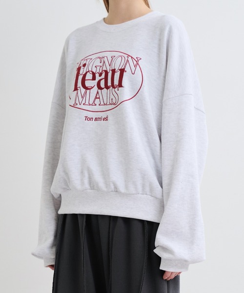 UNE MANSION(ユヌマンション)の「【大人気スウェットカットソー1枚で軽めに着用】ポイントロゴプリントスポティーデイリースウェットトレーナーカットソー(スウェット・レディース・ネイビー/グレー/ミント/チャコール/ブラック/クリーム・FREE)」の17枚目の写真