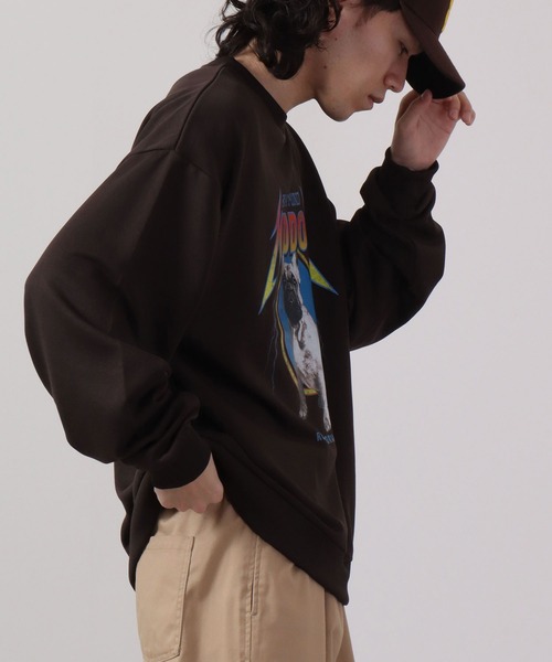 MODISH GAZE（モディシュガゼ）の「MODISH GAZE 裏毛 クルーネック 長袖 BIG スウェット MAD DOG（スウェット・メンズ・ブラック/オフホワイト/チャコール/杢グレー・M/L）」の10枚目の写真