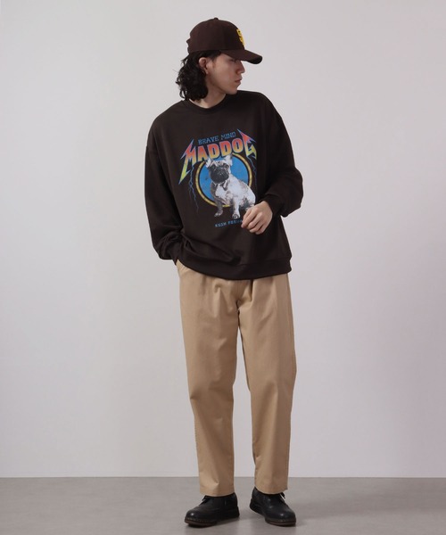MODISH GAZE（モディシュガゼ）の「MODISH GAZE 裏毛 クルーネック 長袖 BIG スウェット MAD DOG（スウェット・メンズ・ブラック/オフホワイト/チャコール/杢グレー・M/L）」の11枚目の写真