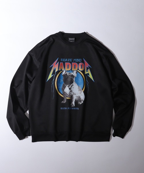 MODISH GAZE（モディシュガゼ）の「MODISH GAZE 裏毛 クルーネック 長袖 BIG スウェット MAD DOG（スウェット・メンズ・ブラック/オフホワイト/チャコール/杢グレー・M/L）」の14枚目の写真