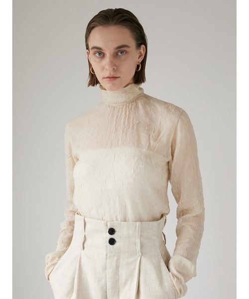 LA PEAU DE GEM(ラポドゥジェム)の「【LA PEAU DE GEM】ワッシャーシアータートル(シャツ/ブラウス・レディース・ベージュ/ブラック・FREE)」の5枚目の写真