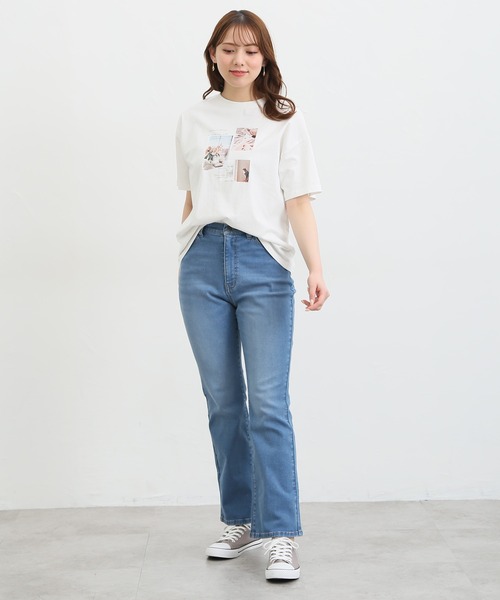 Honeys（ハニーズ）の「デニムセミフレア（股下６８ｃｍ）（デニムパンツ・レディース・ワンウォッシュ/ブルー・LL/L/M/S/SS）」の5枚目の写真