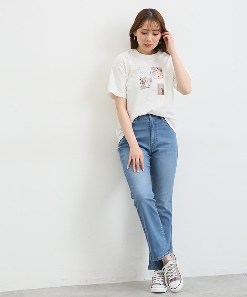 Honeys（ハニーズ）の「デニムセミフレア（股下６８ｃｍ）（デニムパンツ・レディース・ワンウォッシュ/ブルー・LL/L/M/S/SS）」の19枚目の写真