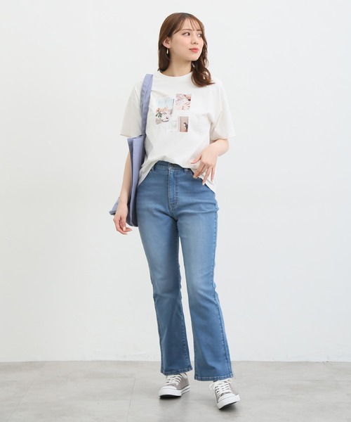 Honeys（ハニーズ）の「デニムセミフレア（股下６８ｃｍ）（デニムパンツ・レディース・ワンウォッシュ/ブルー・LL/L/M/S/SS）」の16枚目の写真