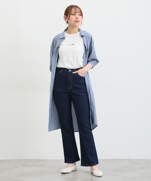 Honeys（ハニーズ）の「デニムセミフレア（股下６８ｃｍ）（デニムパンツ・レディース・ワンウォッシュ/ブルー・LL/L/M/S/SS）」の12枚目の写真