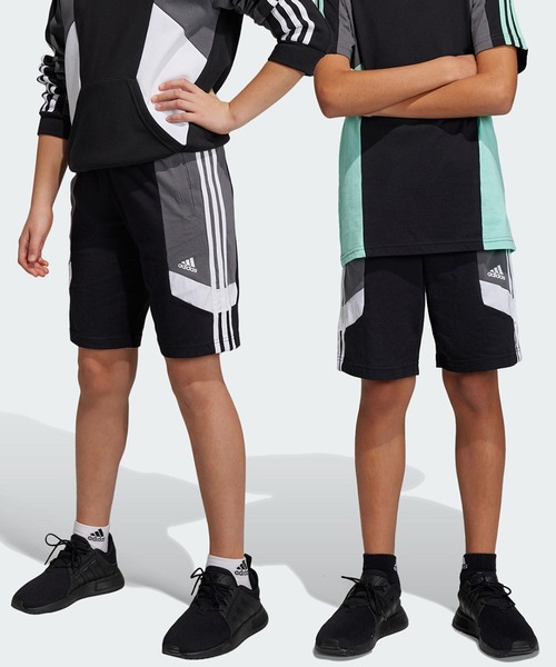 adidas（アディダス）の「カラーブロック スリーストライプス レギュラーフィットショーツ / ハーフパンツ / アディダス adidas（その他パンツ・キッズ・ブラック/ブルー・130/140/150/160）」の2枚目の写真