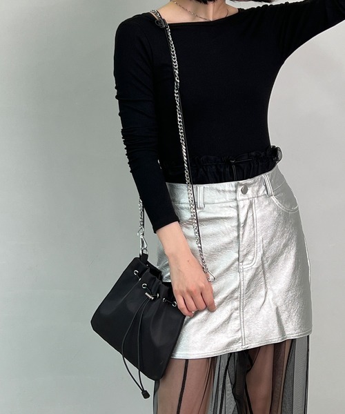 chuclla（チュクラ）の「シェル巾着 ドロストminiショルダーバッグ cha23s002（ショルダーバッグ・レディース・ブラック・FREE）」の6枚目の写真