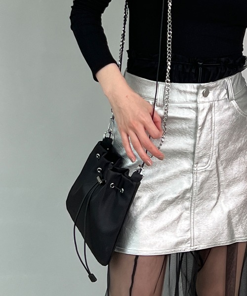 chuclla（チュクラ）の「シェル巾着 ドロストminiショルダーバッグ cha23s002（ショルダーバッグ・レディース・ブラック・FREE）」の3枚目の写真