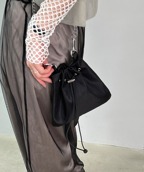 chuclla（チュクラ）の「シェル巾着 ドロストminiショルダーバッグ cha23s002（ショルダーバッグ・レディース・ブラック・FREE）」の5枚目の写真